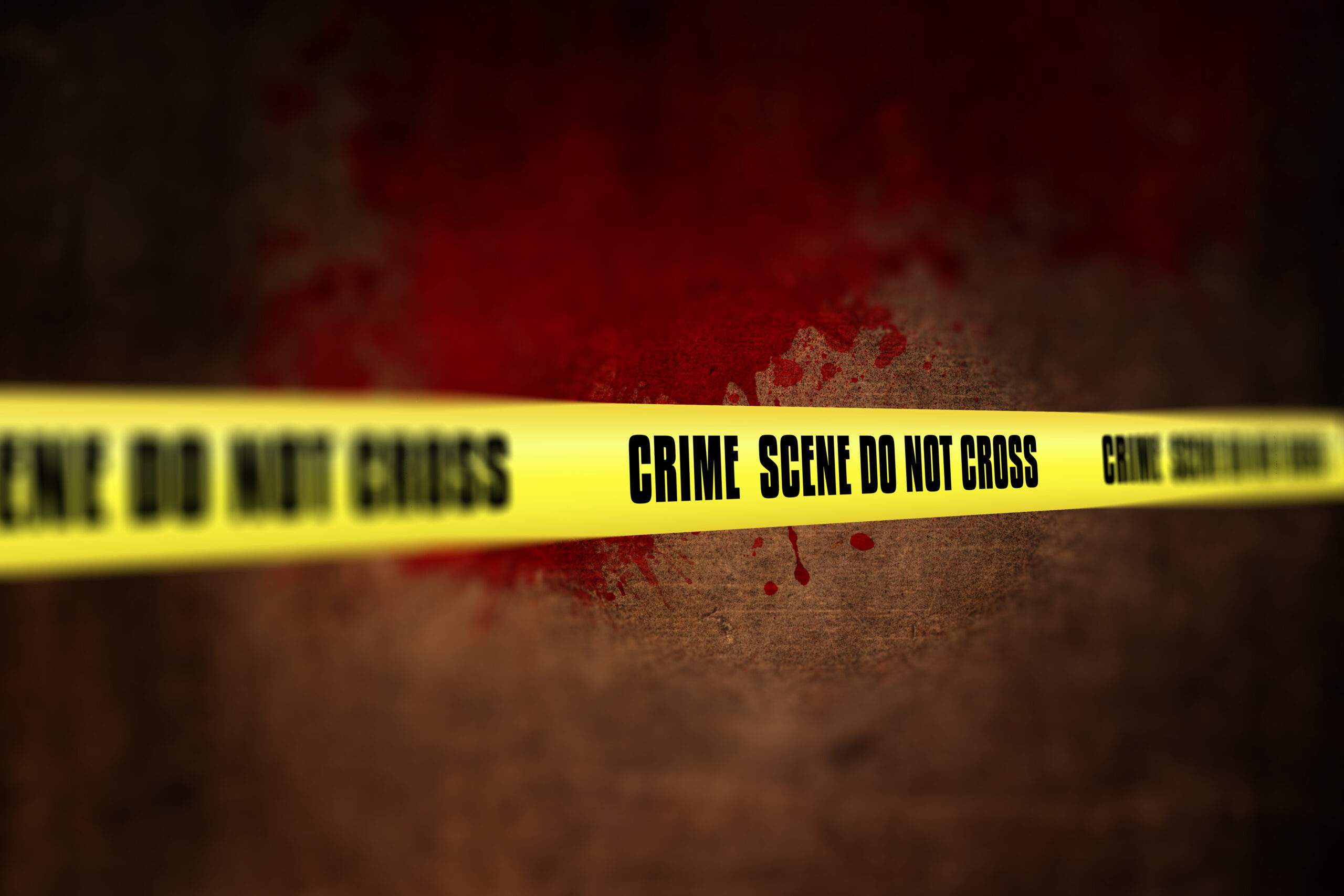 3D Render Crime Scene Tape Against Defocussed Background Scaled