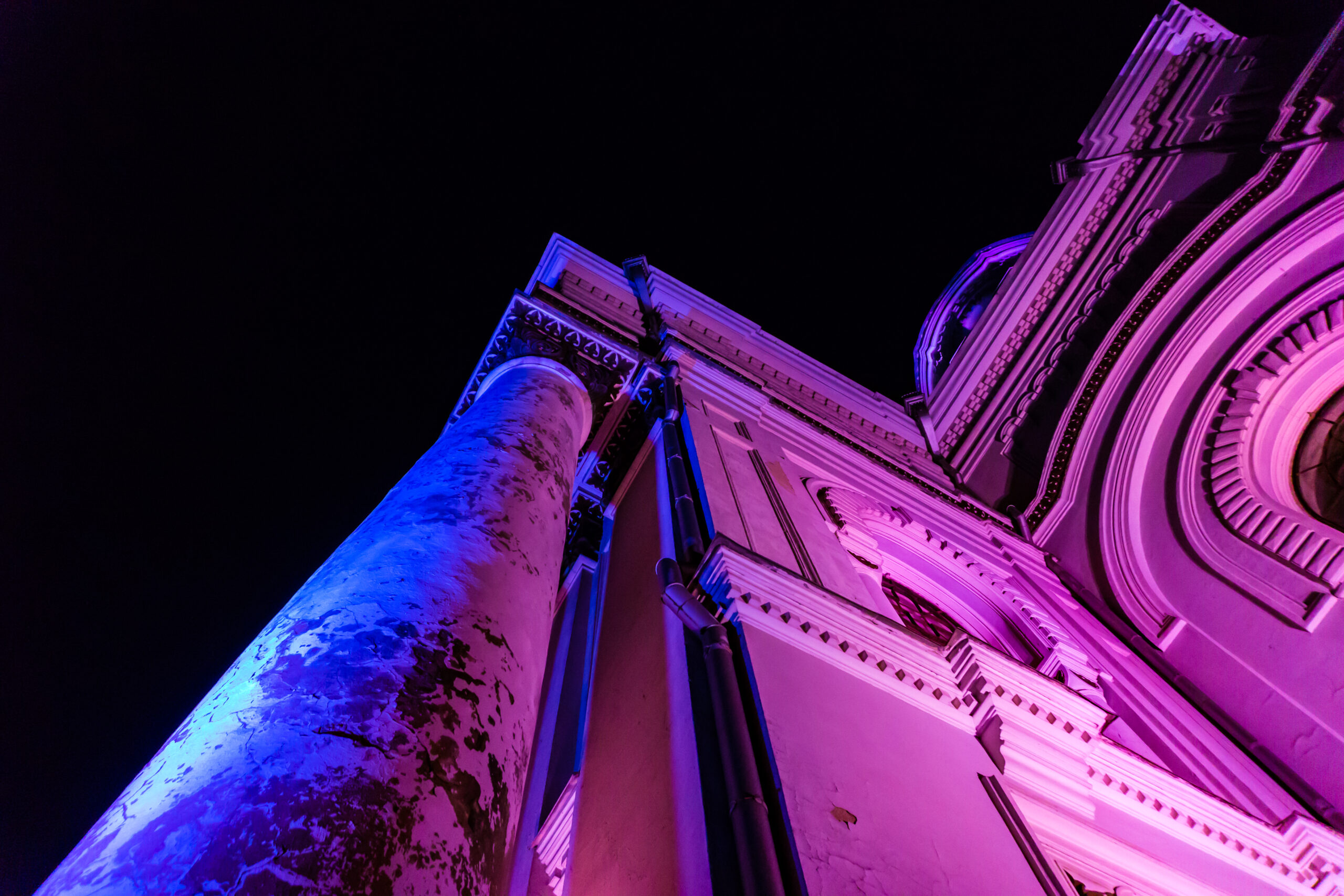 low angle view illuminated building scaled